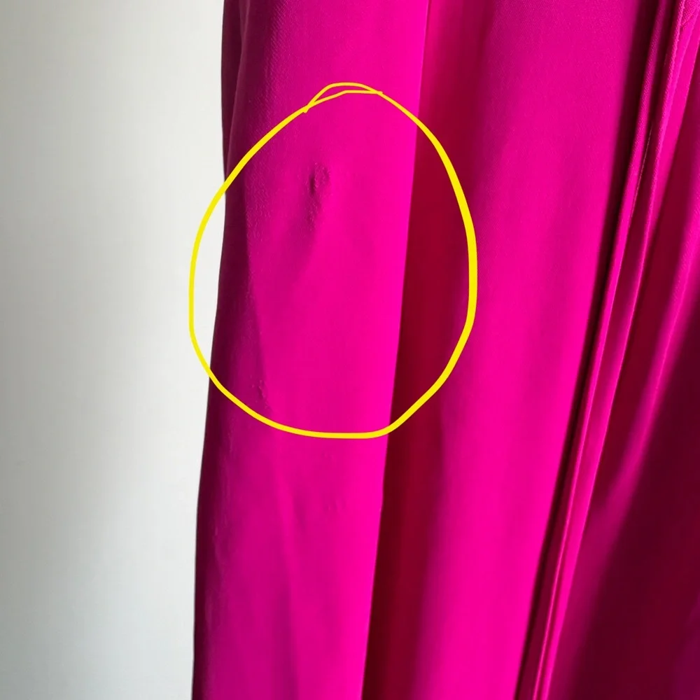 Halston Heritage Hot Pink Halter Maxi Dress with Floral Neck Detail - Picture 14 of 16